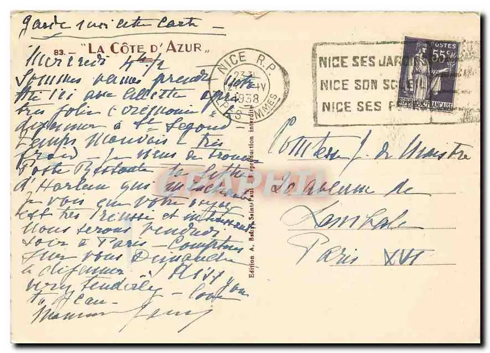 Saint-Paul - La Fontaine — édition A. Bort, série 83 - Verso