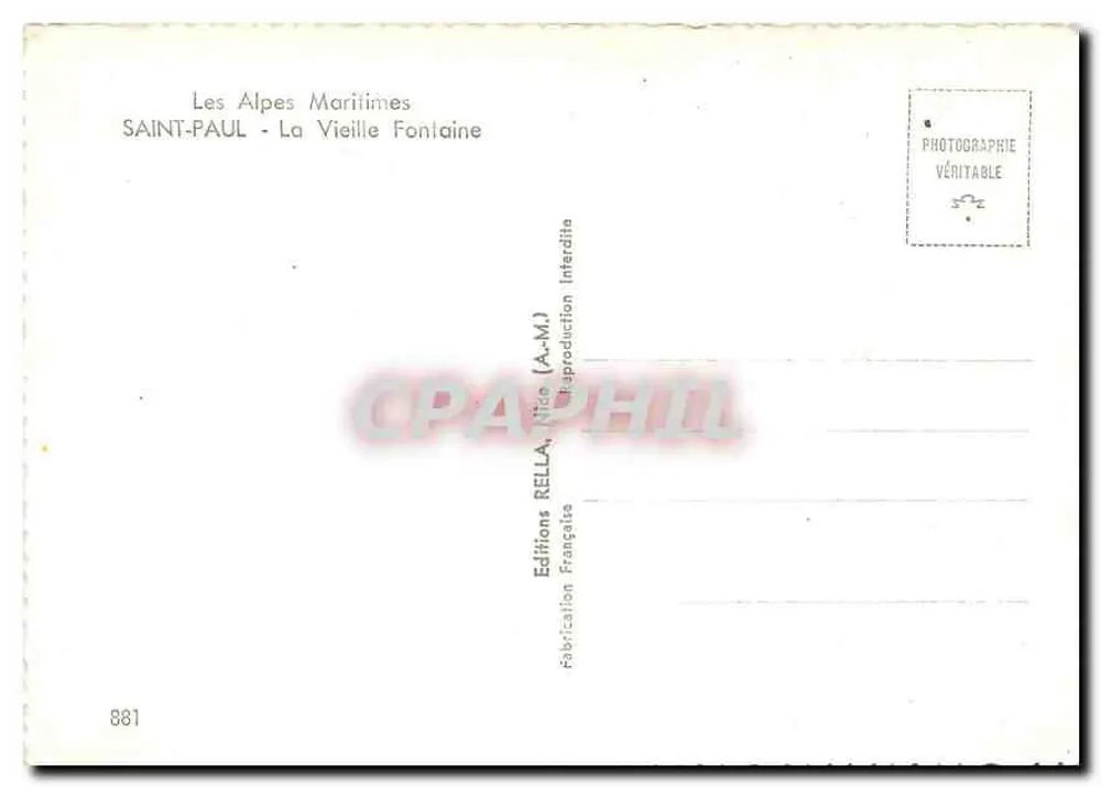 Saint-Paul - La Vieille Fontaine — Les Alpes-Maritimes — Éditions Rella, Nice - Rückseite