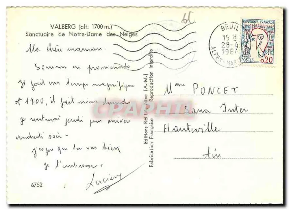 Sanctuaire de Notre-Dame des Neiges — Valberg (alt. 1700 m.) — Éditions RELLANICE - Verso
