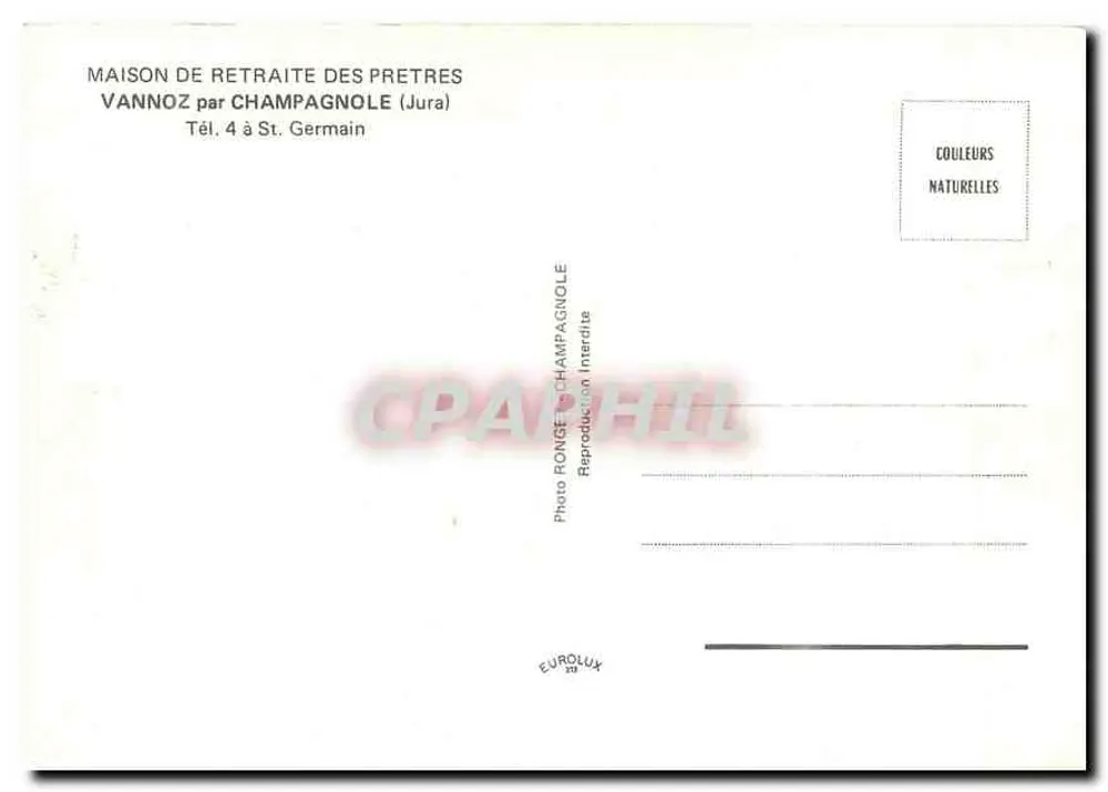 Pensionsheim für Priester Vannoz — Champagnole (Jura) — Photo Ronse - Rückseite
