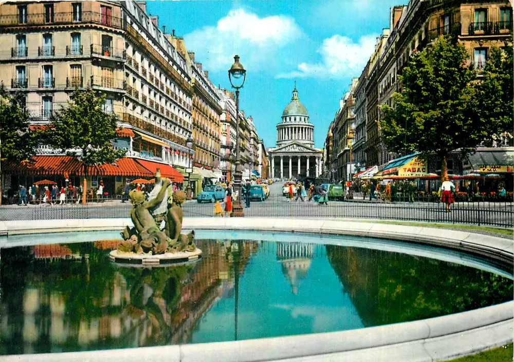 Paris - Panthéon — vista da praça com fonte — n°15 - Frente
