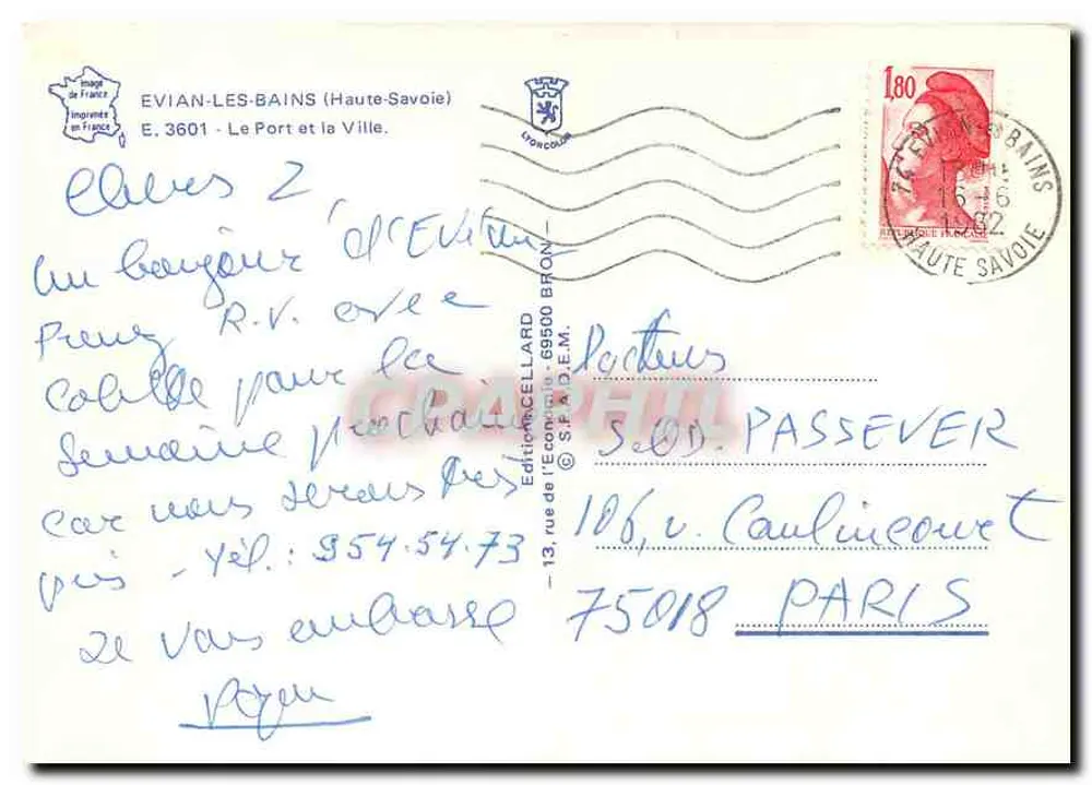 Evian — Luftbild des Hafens und der Stadt — Éditions CELLARD - Rückseite