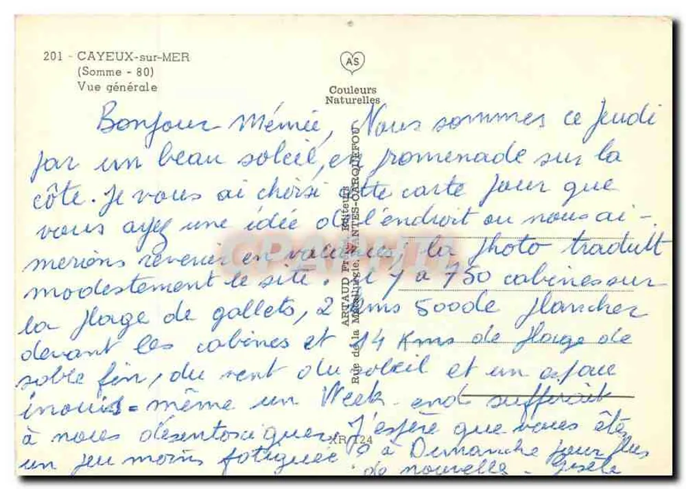 CAYEUX-sur-MER — Algemene uitzicht — Natuurlijke kleuren, n°201 - Achterkant