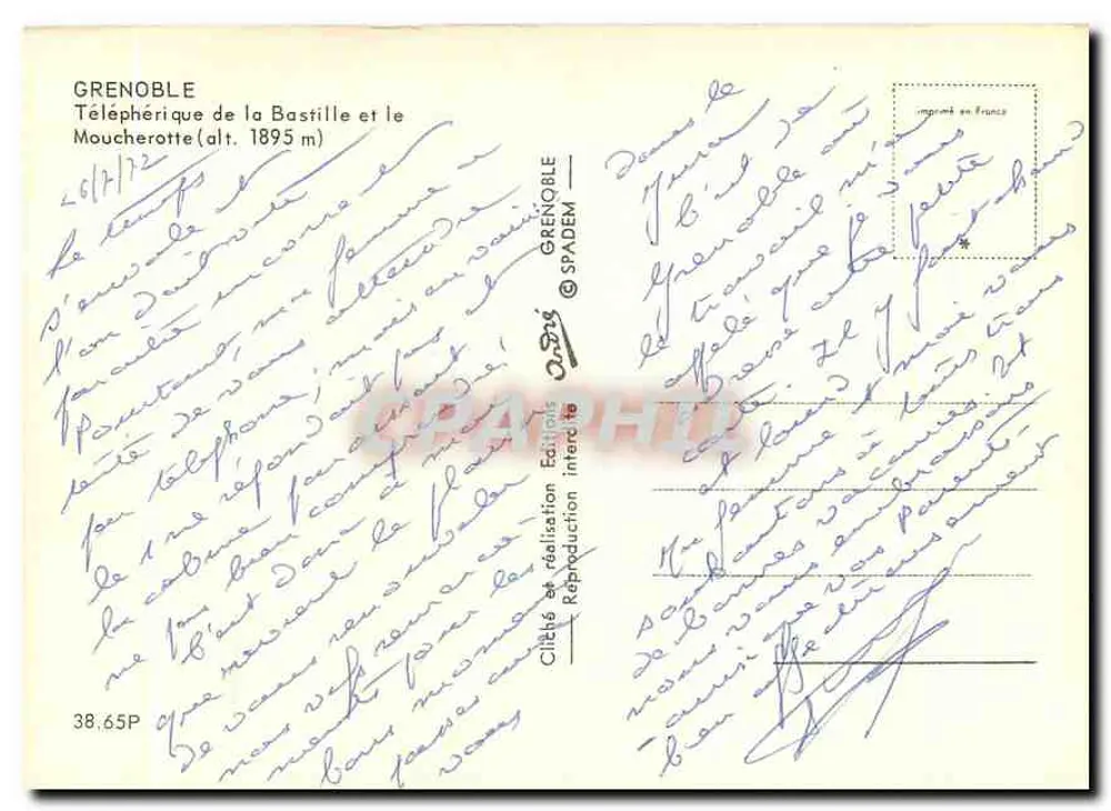 Grenoble — Teleférico e Moucherotte — SPADEM - Verso
