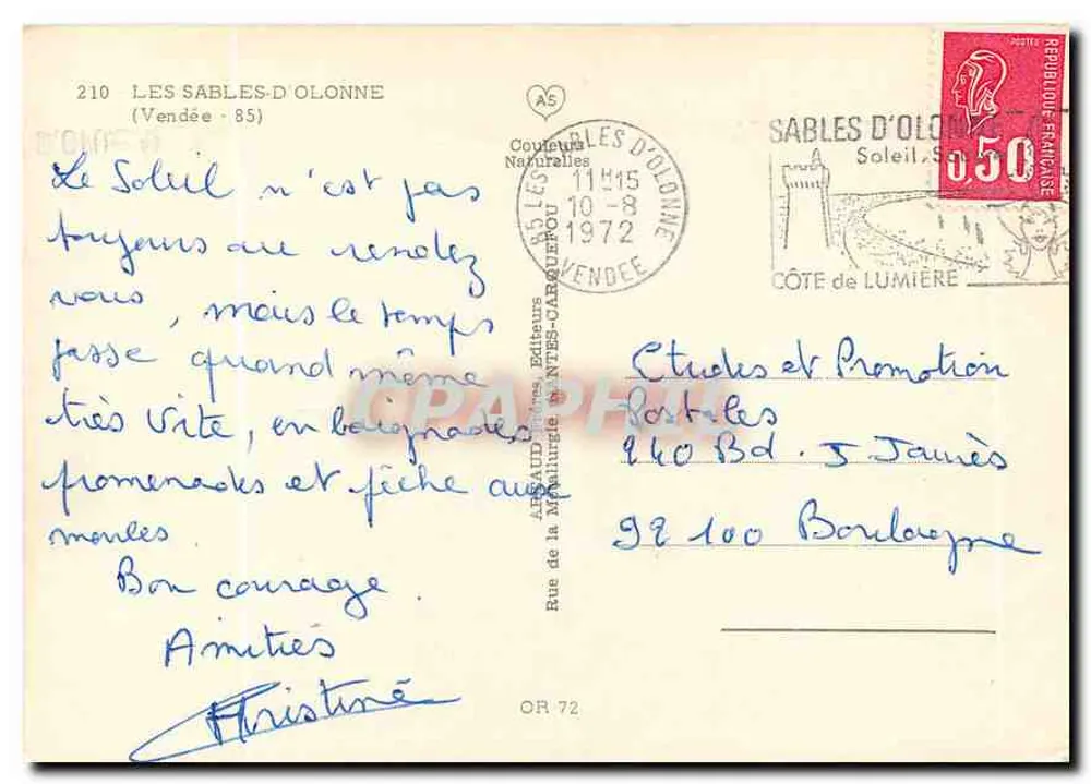 Les Sables d'Olonne iluminados — O Casino — A Costa Selvagem — editor Couteurs Naturelles, n°210 - Verso