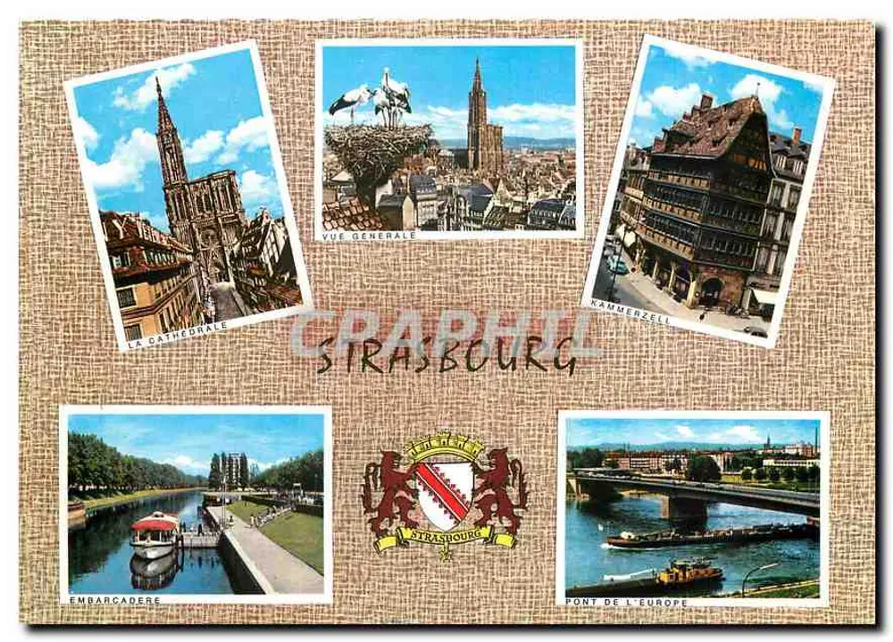 Estrasburgo — vista geral, catedral, Kammerzell, embarcadouro, ponte da Europa — editor não visível - Frente