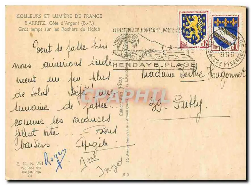 Starker Sturm auf den Rochers du Halde — Biarritz (B.P.) — Éditions Jean-Jaurs - Rückseite