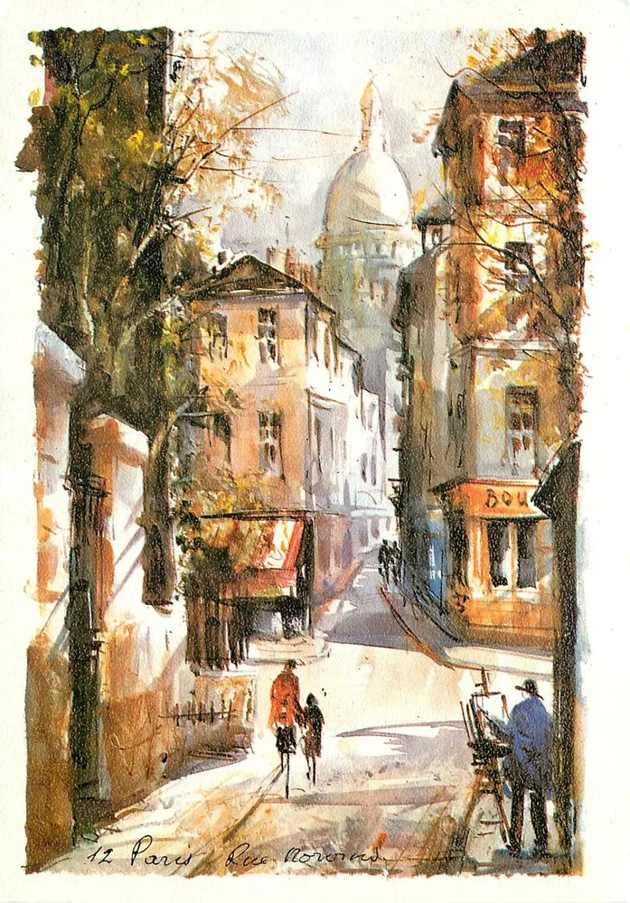 Paris Rue Norvins — vista da basílica do Sagrado Coração — Éditions Aqua Pictura, n° 9 - Frente