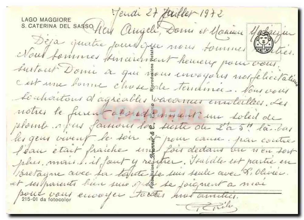 Lago Maggiore — Abbazia di S. Caterina del Sasso — edizione Drummer & Cie, n° 215-01 - Verso