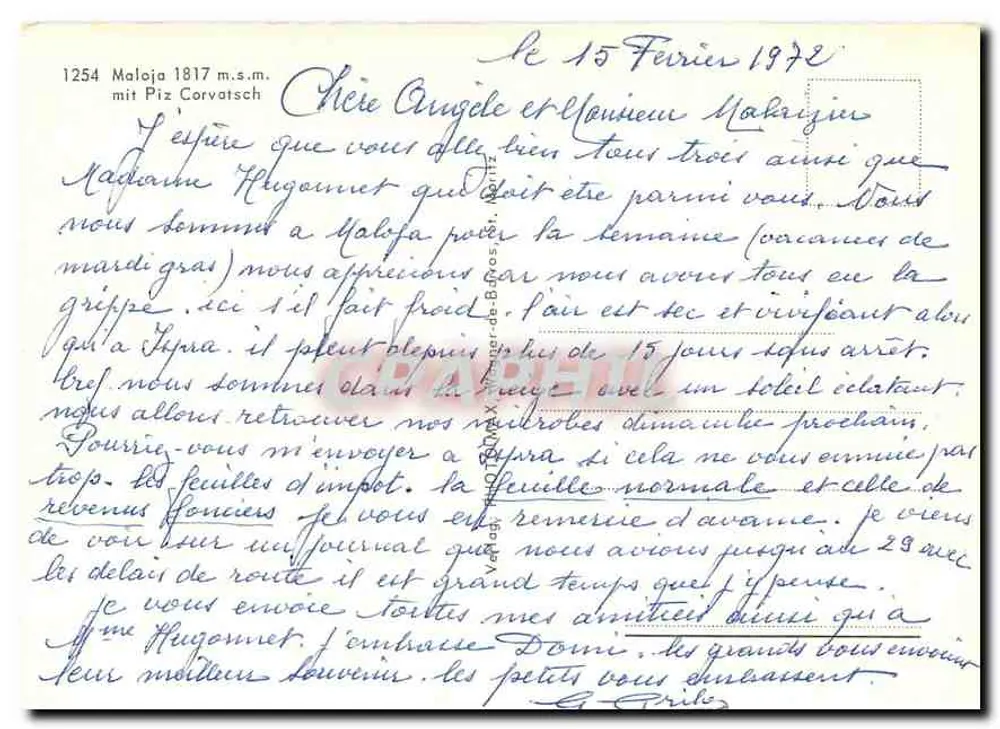 मालोजा 1817 म.स.म. — स्की स्टेशन बर्फीली पर्वतों के साथ — प्रकाशक ग्राफी - पीछे