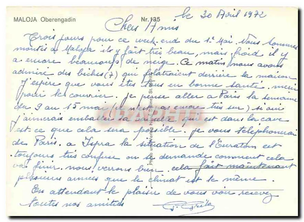 मालोजा — पैनोरमिक दृश्य, छोटा घर, केबल कार, होटल और घोड़ा खींचे गए ट्रेनी — प्रकाशक मालोजा, संख्या 135 - पीछे
