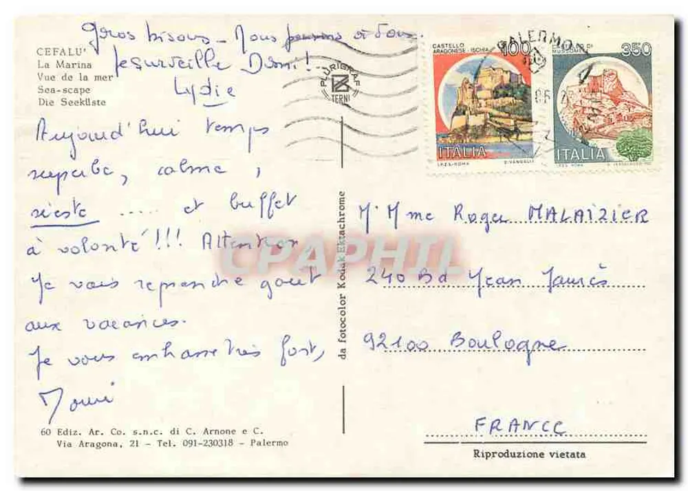 सीफालू — ला मारिना — समुद्र का दृश्य — एडिटर सीफालू, संख्या 240 - पीछे