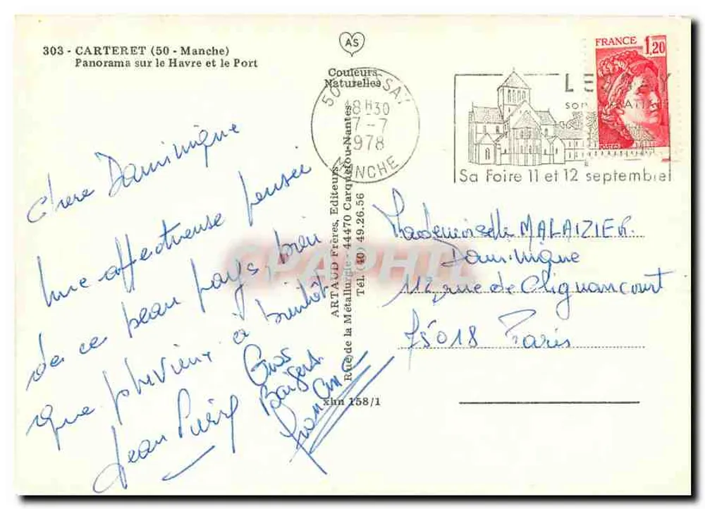 Carteret (50 - Manche) — Panorama über Le Havre und den Hafen — Artaud Frères, Verleger - Rückseite