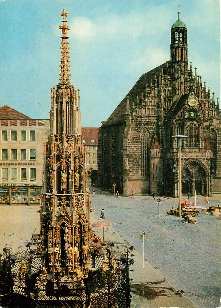 Nürnberg — Brunnen der Schönheit und Kirche der Damen — Staga Verlag, Serie 7059 H 1 - Vorderseite