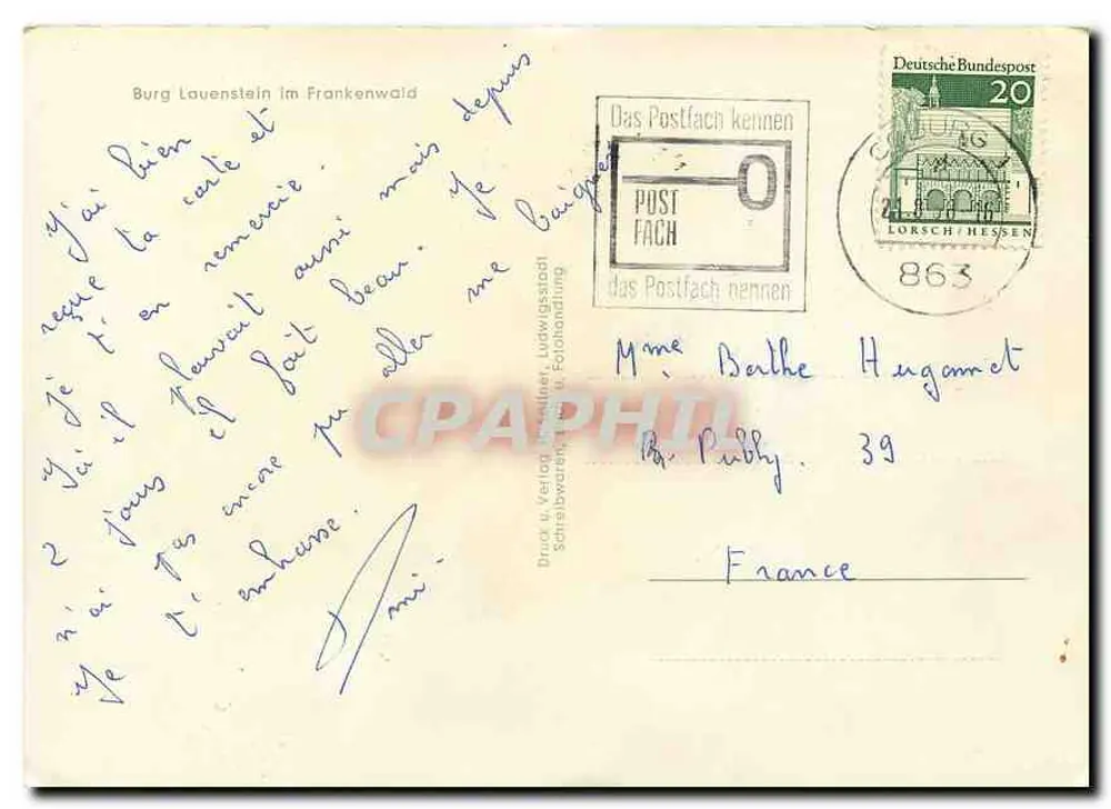 Burg Lauenstein no Frankenwald — A Mulher Branca — Verlag Ludwigsstadt - Verso