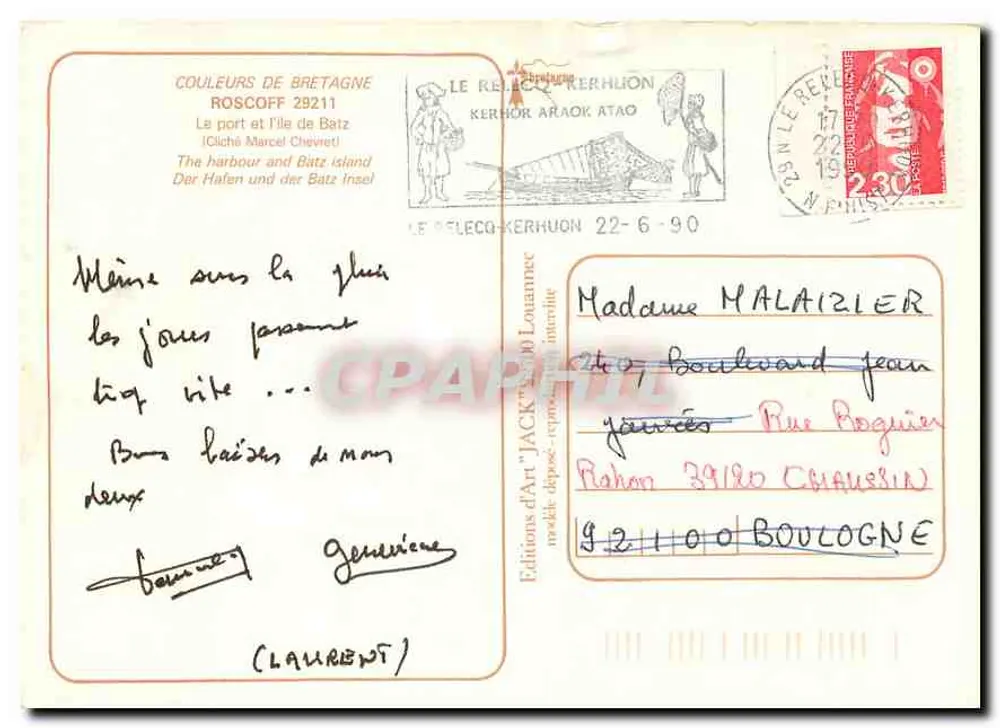 Roscoff — Luftbild — Éditions d'Art 'Jack' & Co, n° 29211 - Rückseite