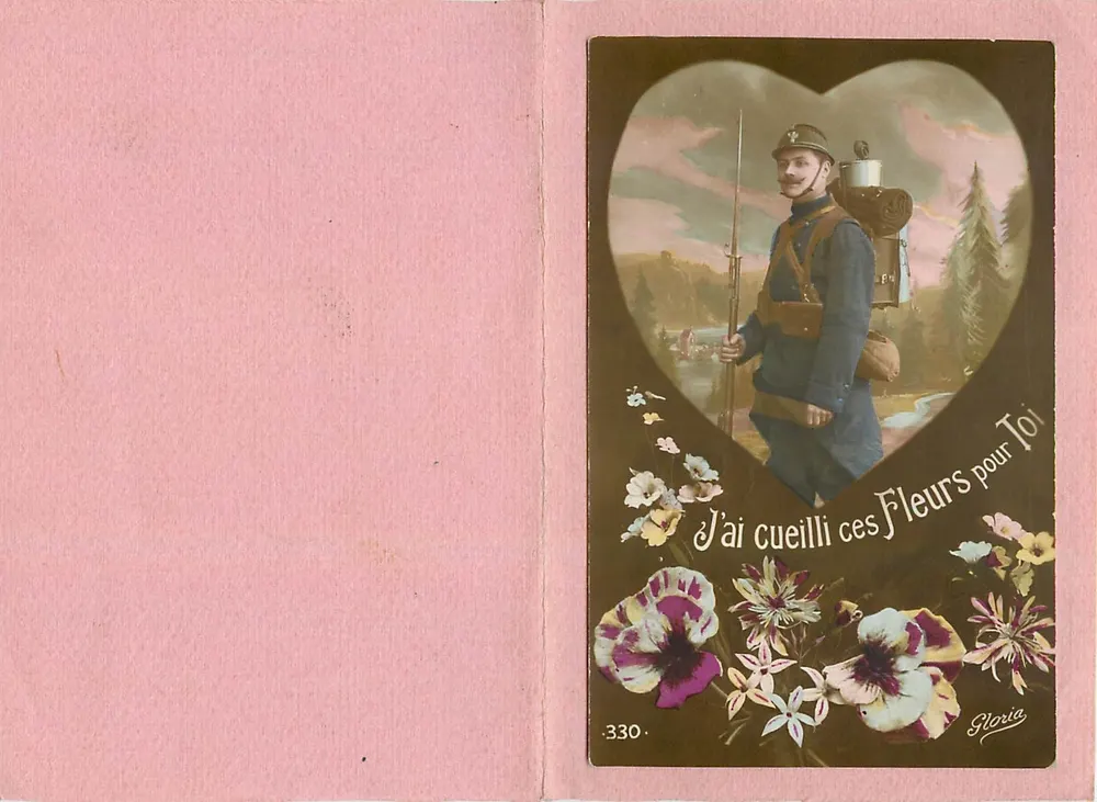 Soldado em uniforme — carta postal de tipo 'J'ai cueilli ces fleurs pour Toi' — Gloria, n°330 - Frente