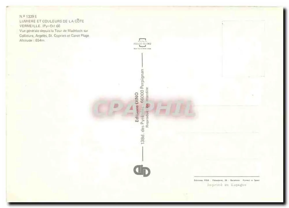 Ausblick von der Madeloch-Turm — Collioure, Argelès, St. Cyprien und Canet Beach — Editions DINO, Perpignan - Rückseite