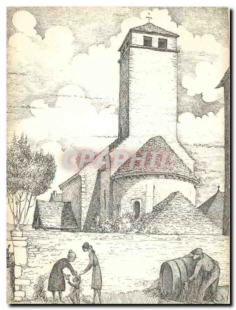 St-Clément-sur-Guye — Römische Kirche, 10. bis 12. Jahrhundert — Zeichnung von Michel Bouillot - Vorderseite