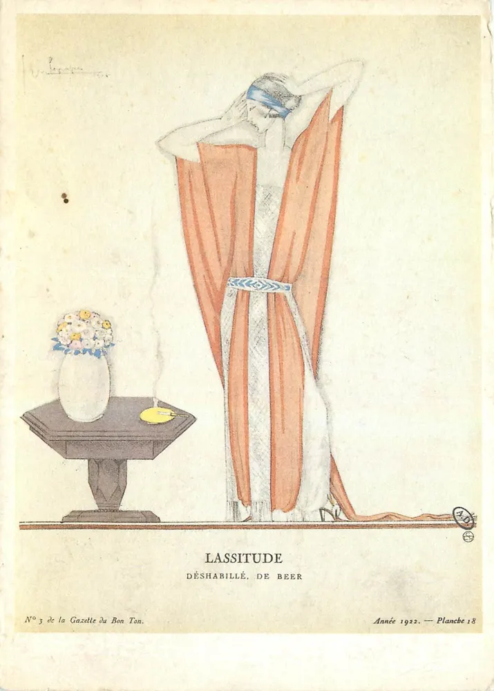 Lassitude — Despidida, de Beer — Gazette du Bon Ton, n°3, 1922, planche 18 - Frente