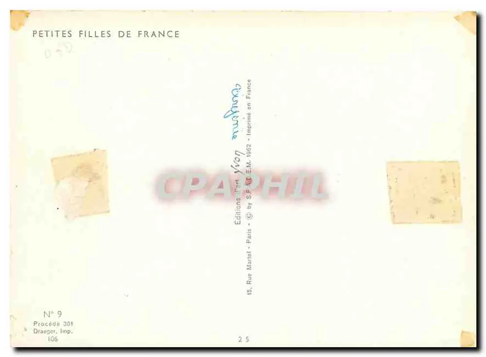 Pequenas Meninas da França — N° 9 — Edições d'Art Marlet, Paris - Verso