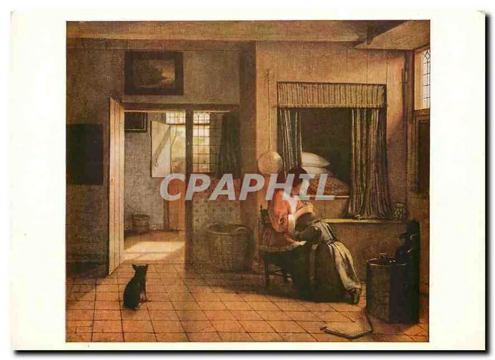Mulher à janela — Interior doméstico — Pieter de Hooch, editor Amsterdam, n° 136 - Frente
