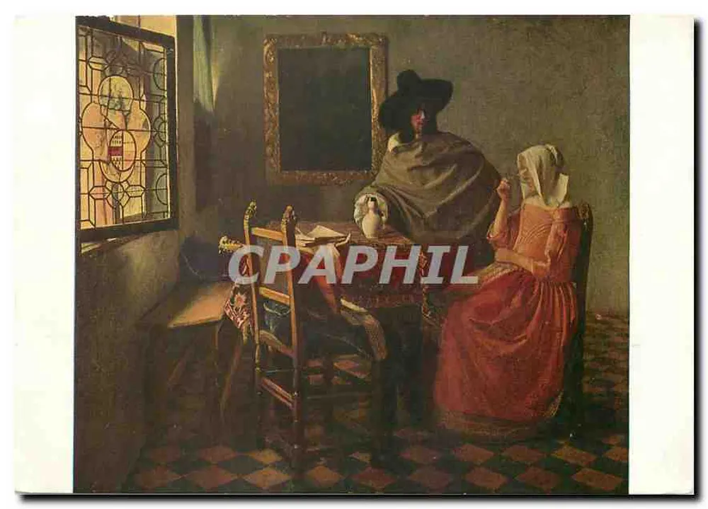 Cavalheiro e dama bebendo vinho — Johannes Vermeer (1632-1675) — Edições Nomis, Paris - Frente