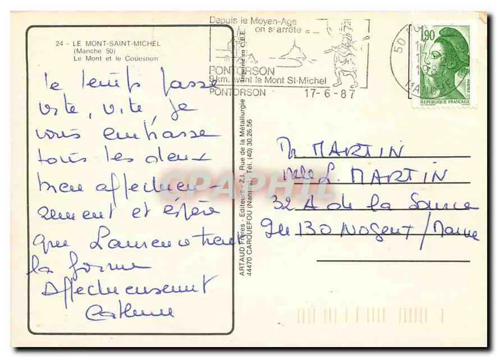 Mont-Saint-Michel — vue aérienne — ARNAUD Frères, éditeur, n°24 - Verso