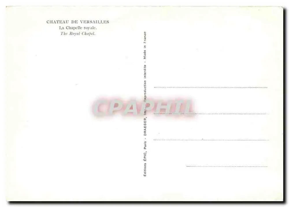 Capela Real — Castelo de Versailles — Éditions ÉPIC, Paris - Verso