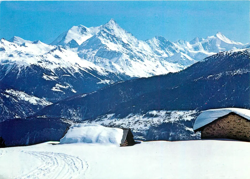Crans-sur-Sierre — Ansicht des Weisshorns und Rothorns de Zinal — Edition C. Bohnali, n°1965 - Vorderseite