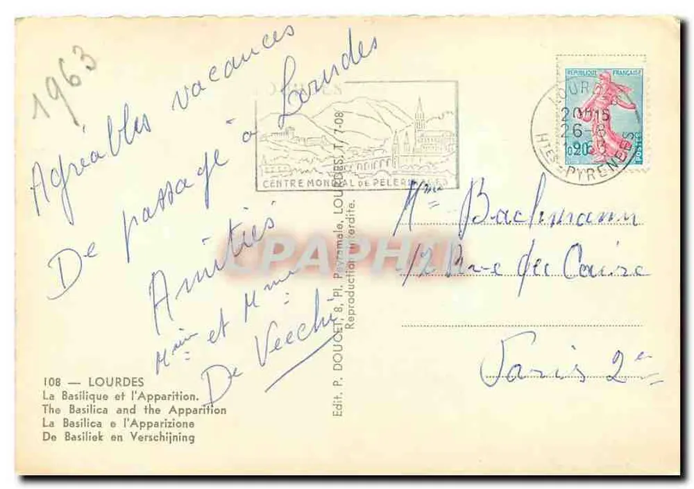 Lourdes — Aparição de Nossa Senhora — Ed. Edlux - Verso