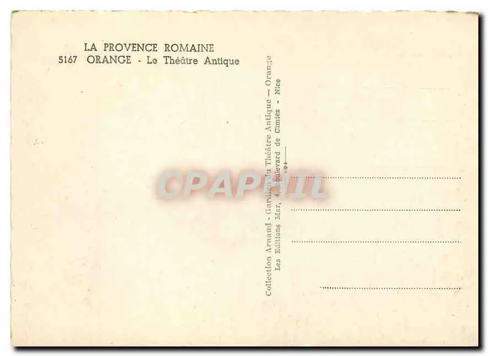 Orange - Le Théâtre Antique — Collection Provence Romaine, n° 5167, Éditions Armand Mar - Verso