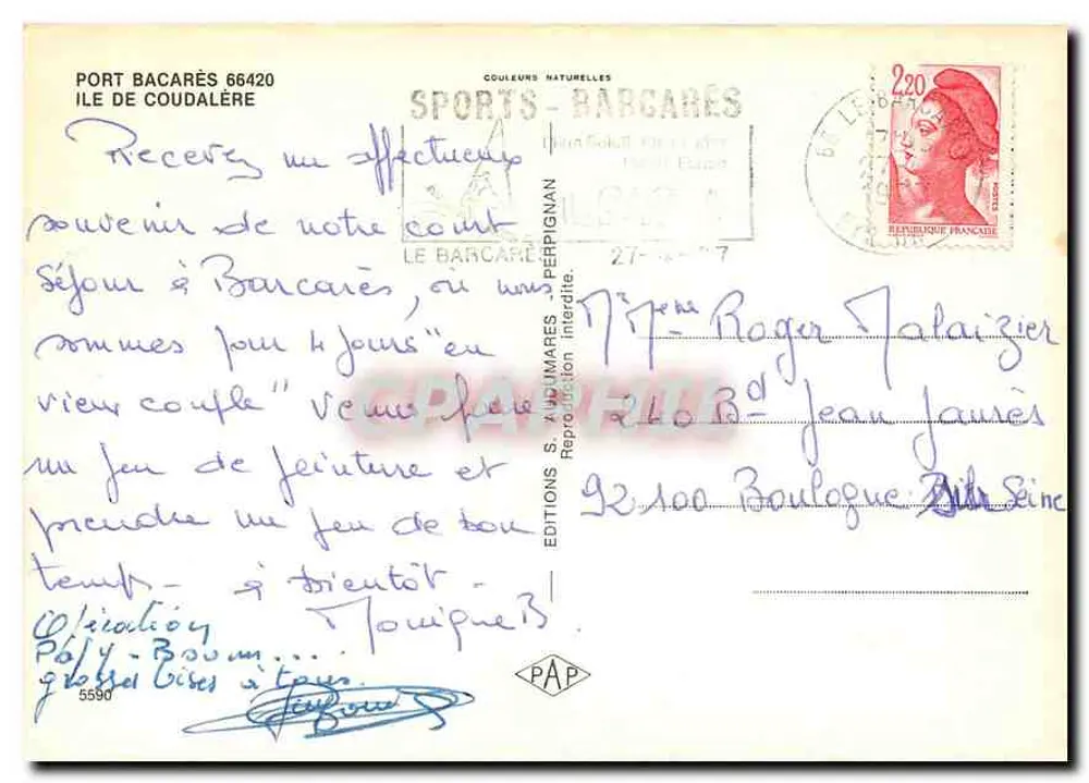 Porto Barcarès — Coudalère — Edições PAP - Verso