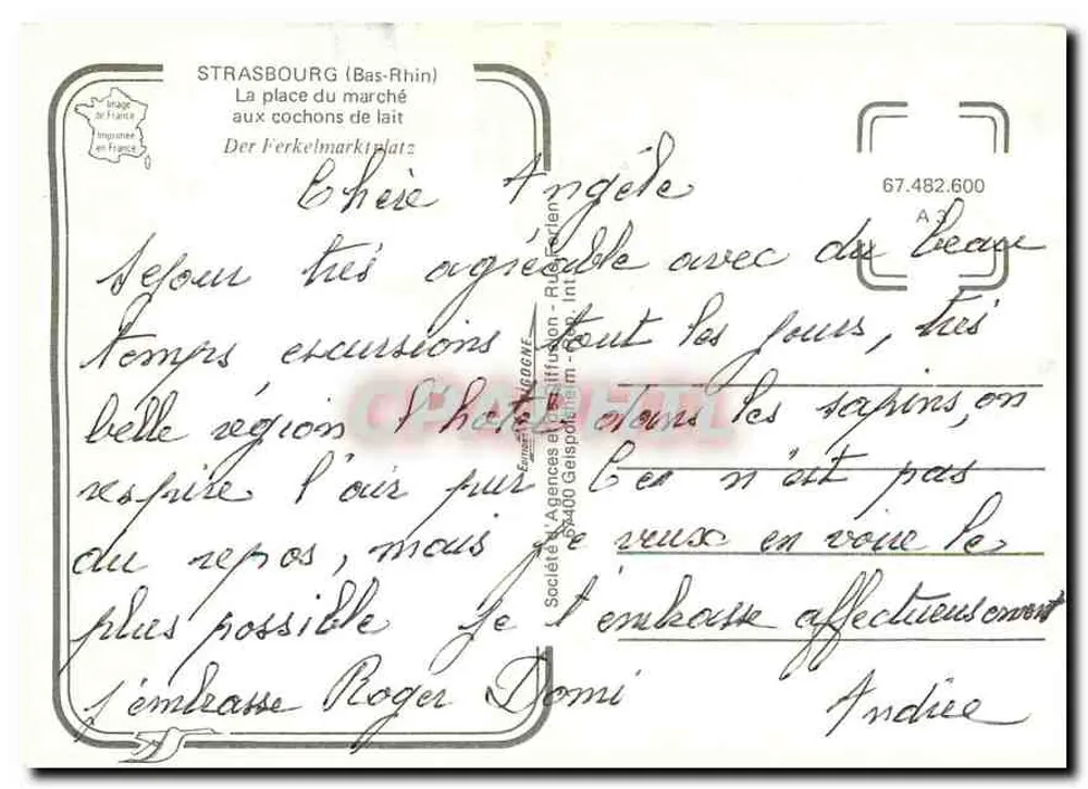 Strasbourg (Bas-Rhin) — La place du marché aux cochons de lait — éditeur IRIS, n° de série non visible - Verso