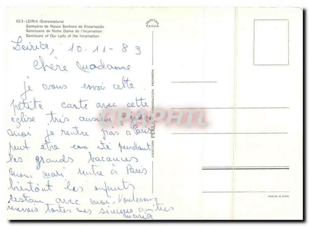 Heiligtum Unserer Frau der Verkörperung — Leiria — Verlag Processo Paosa - Rückseite