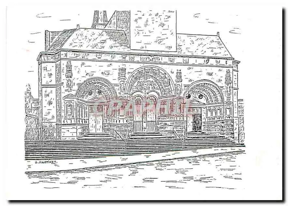 Kerk van Vouziers — tekening van G. Martinet — Vouziers, Ardennes - Voorkant