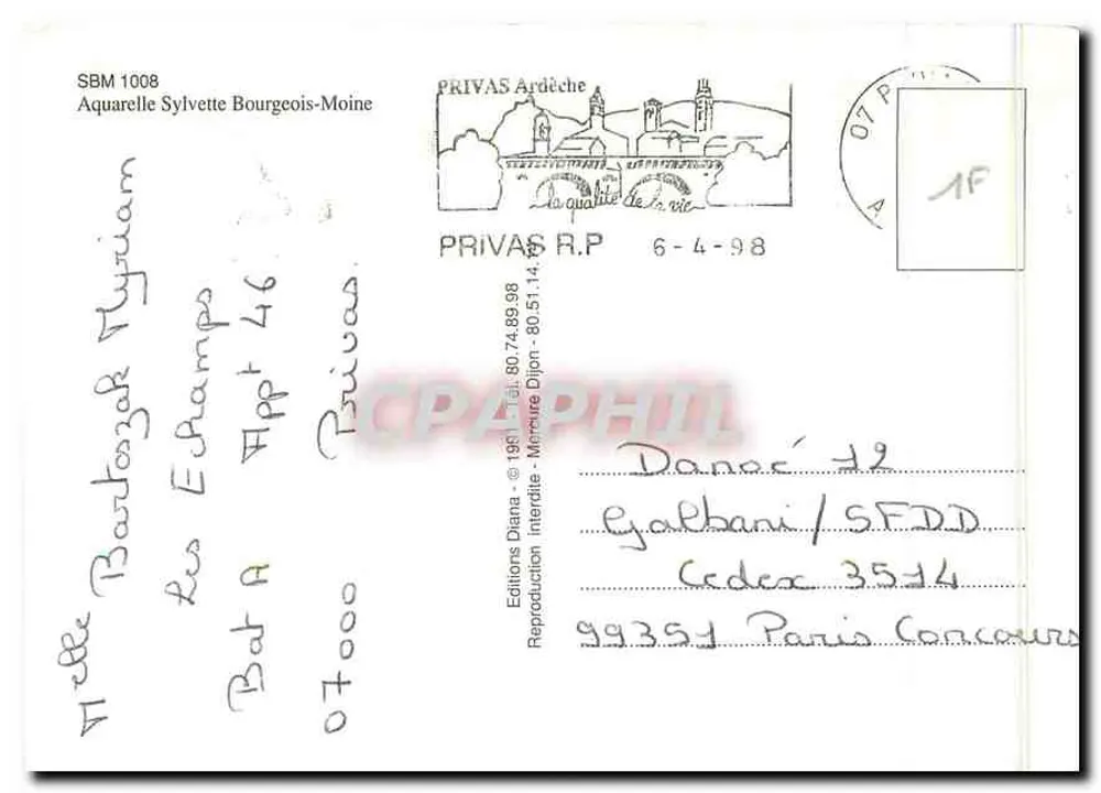 प्रोवेंस के गांव — एक्रिलिक रंगीन चित्र — एडिशन डियाना, संख्या SBM 1008 - पीछे