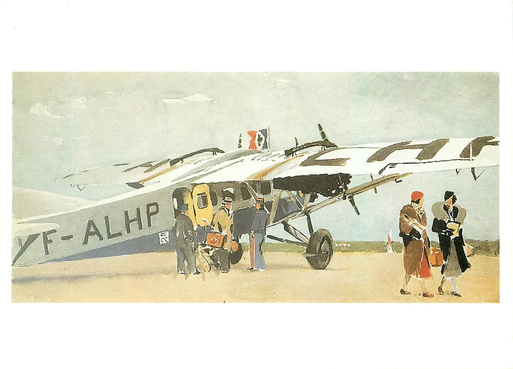 Chegada a Amsterdam — Trimotor Farman.300 — Aquarela de Geo Ham - Frente