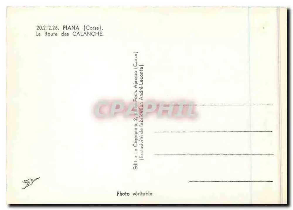 A Rota das Calanches — Piana (Córsega) — Ed. La Ciaogane, André Leconte - Verso