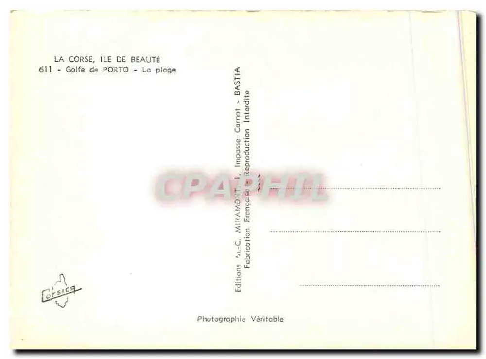 Golfe de Porto — Die Bucht — Éditions M.-C. Miramonti, Bastia - Rückseite