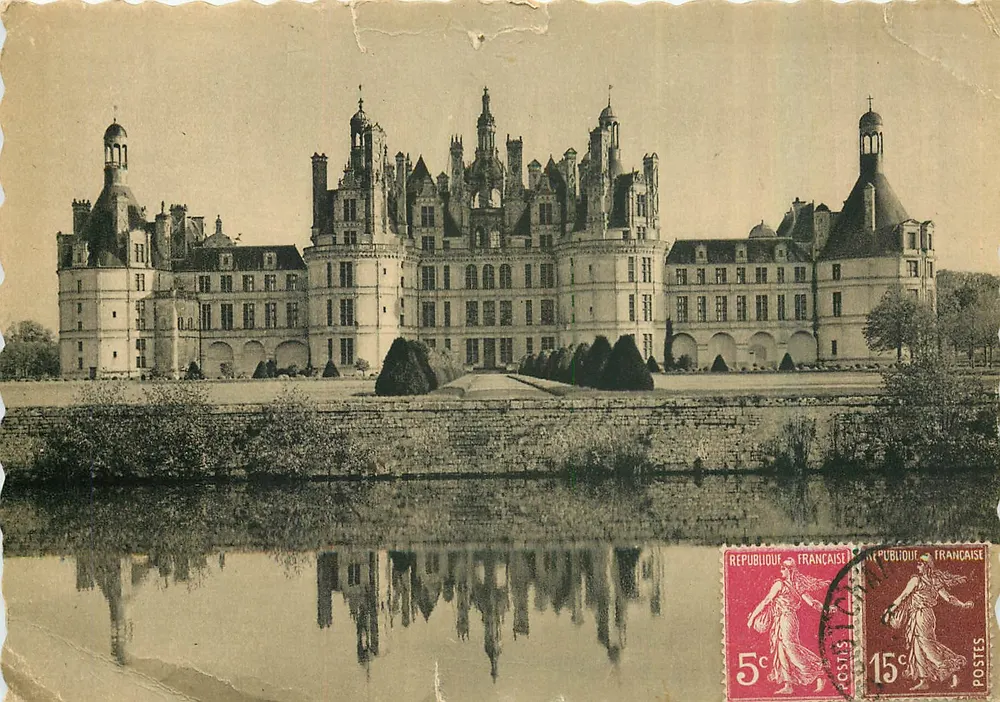 Château de Chambord — vue panoramique avec reflets dans l'eau — Éditions d'Art Yvqin, n°40 - Frente