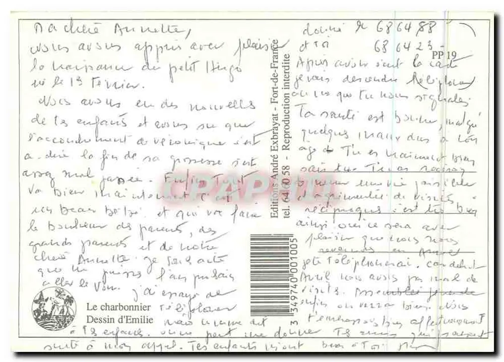 O carvoeiro — pintura de Émilie S. 1938 — Editores André Exbrayat - Verso