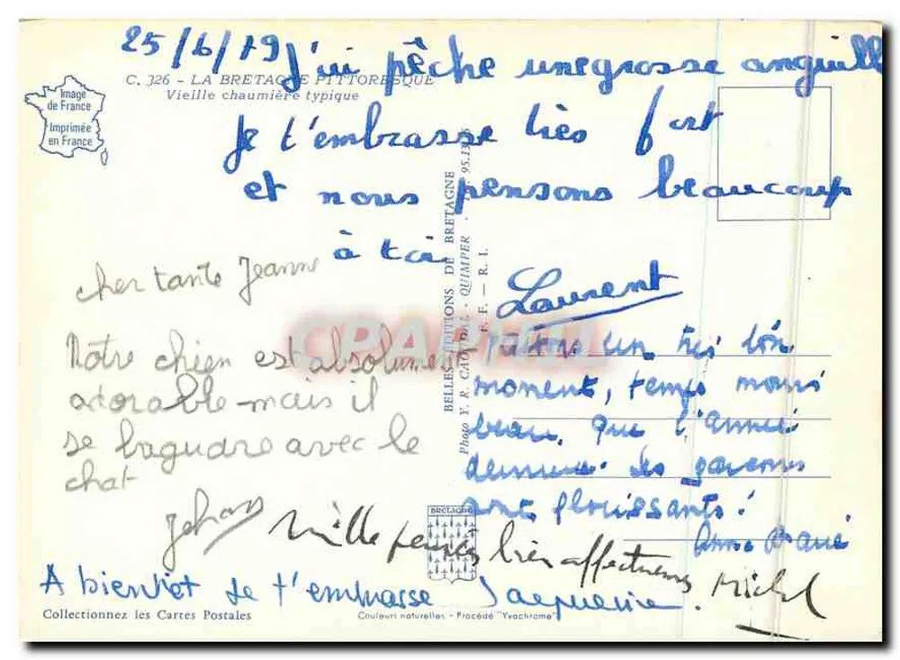 La Bretagne pittoresque — Vieille chaumière typique — Belles Editions de Bretagne, n° C.326 - Verso