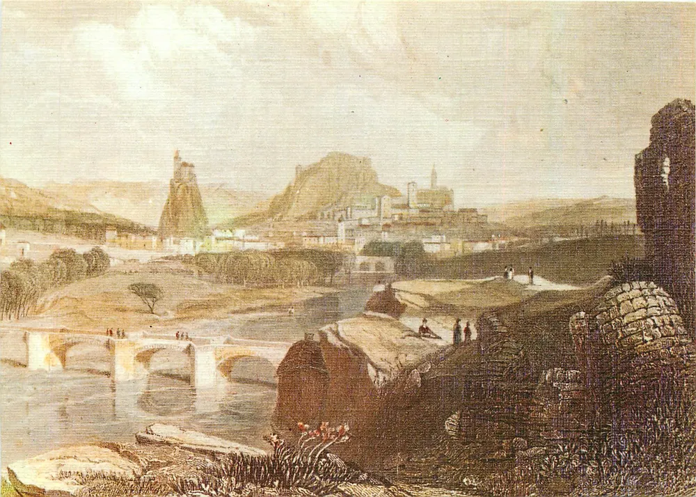 Le Puy-en-Velay — vista panorâmica com ponte e montanha — Éditions du LYS - Frente