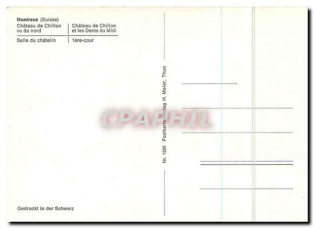 Schloss Chillon — Montreux (Schweiz) — Postkartenverlag H. Meier, Thun - Rückseite