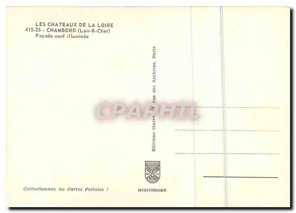 Chambord — Nordfassade beleuchtet — Éditions Diplôme, Paris - Rückseite