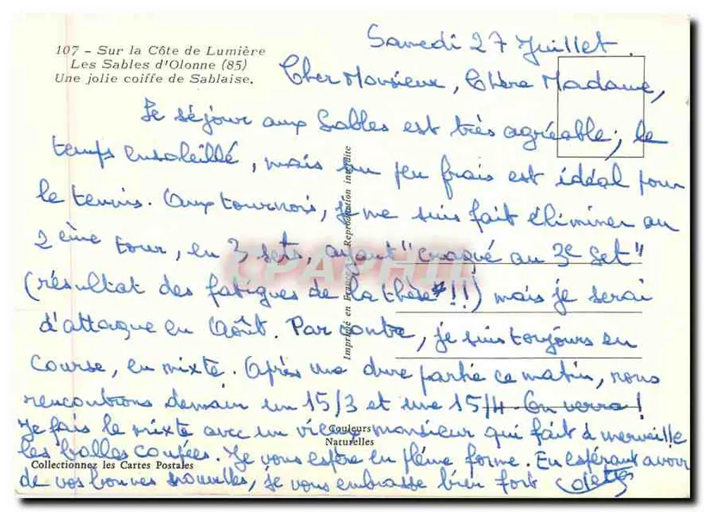 Frau in Sablaise-Haube — Les Sables-d'Olonne (85) — Harvès - Rückseite
