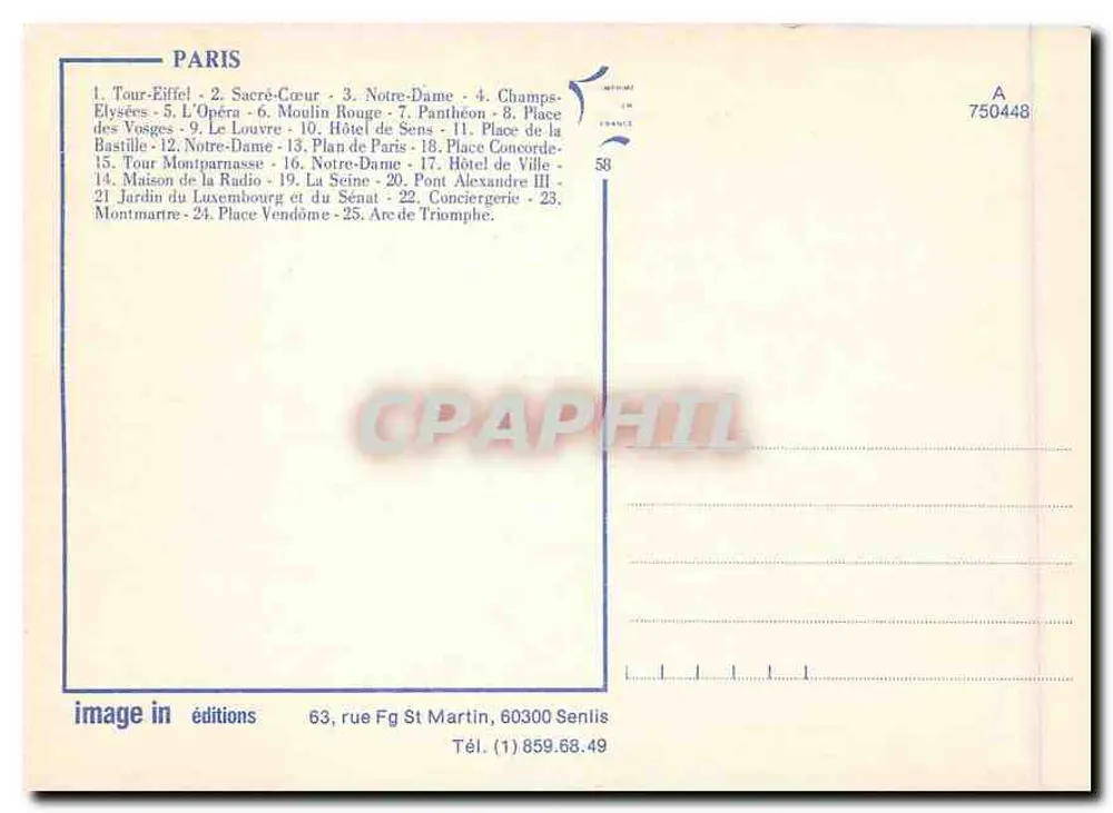 Paris — mapa turístico — edições image in - Verso