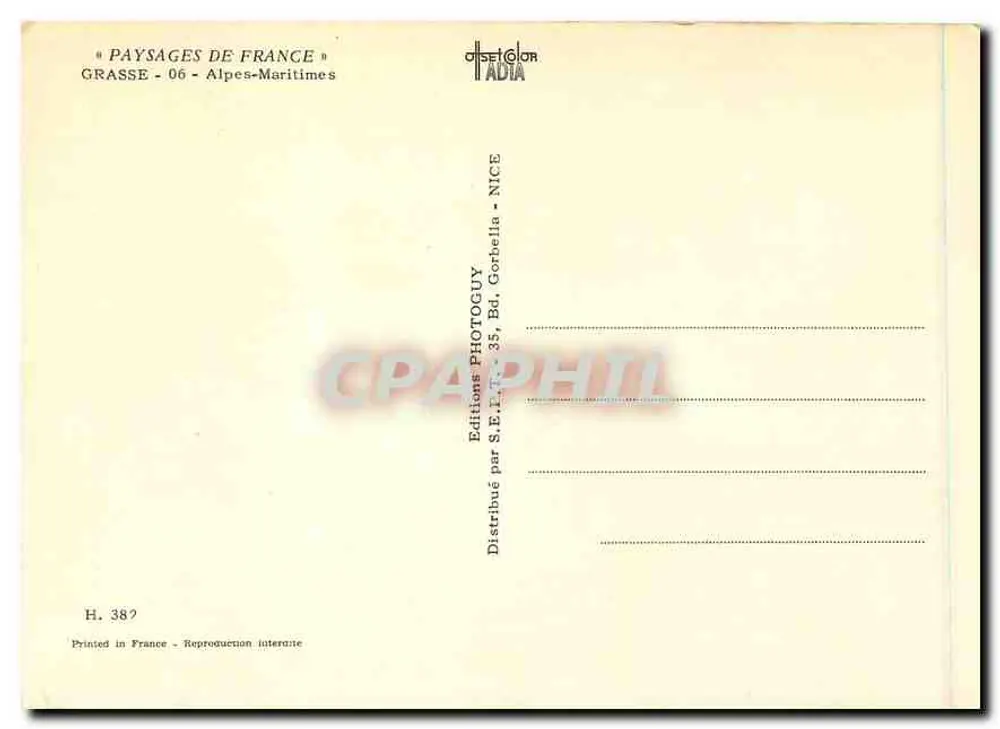 Grasse — Stadt der Blumen — Verlag Photoguy, Serie H. 382 - Rückseite