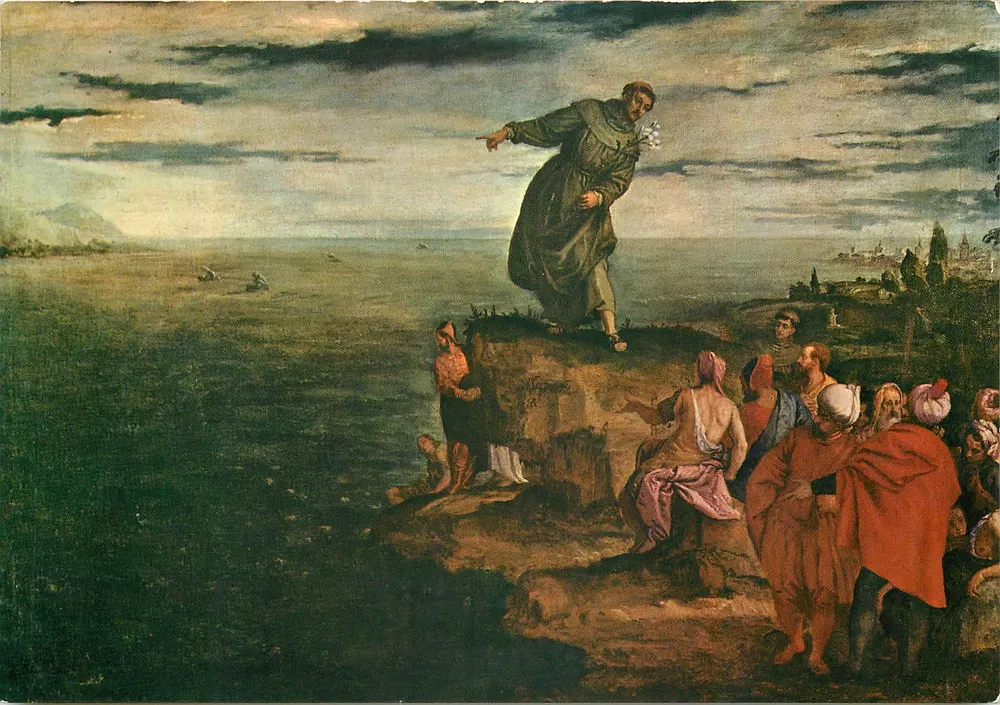 Heiliger Antonius predigt den Fischen — Werk von Paolo Caliari (Veronese) 1528-1588 — Verlag Enrico Verdieri, Nr. 317/908 - Vorderseite